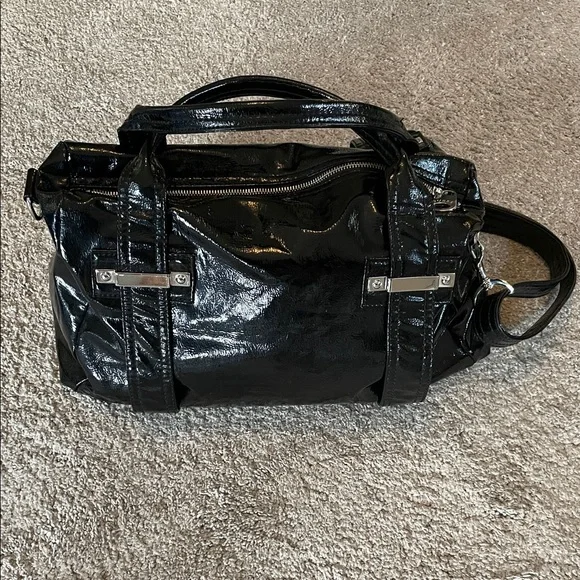Vintage Guess Black Patent Leather Shoulder Bag - Picture 9 of 9